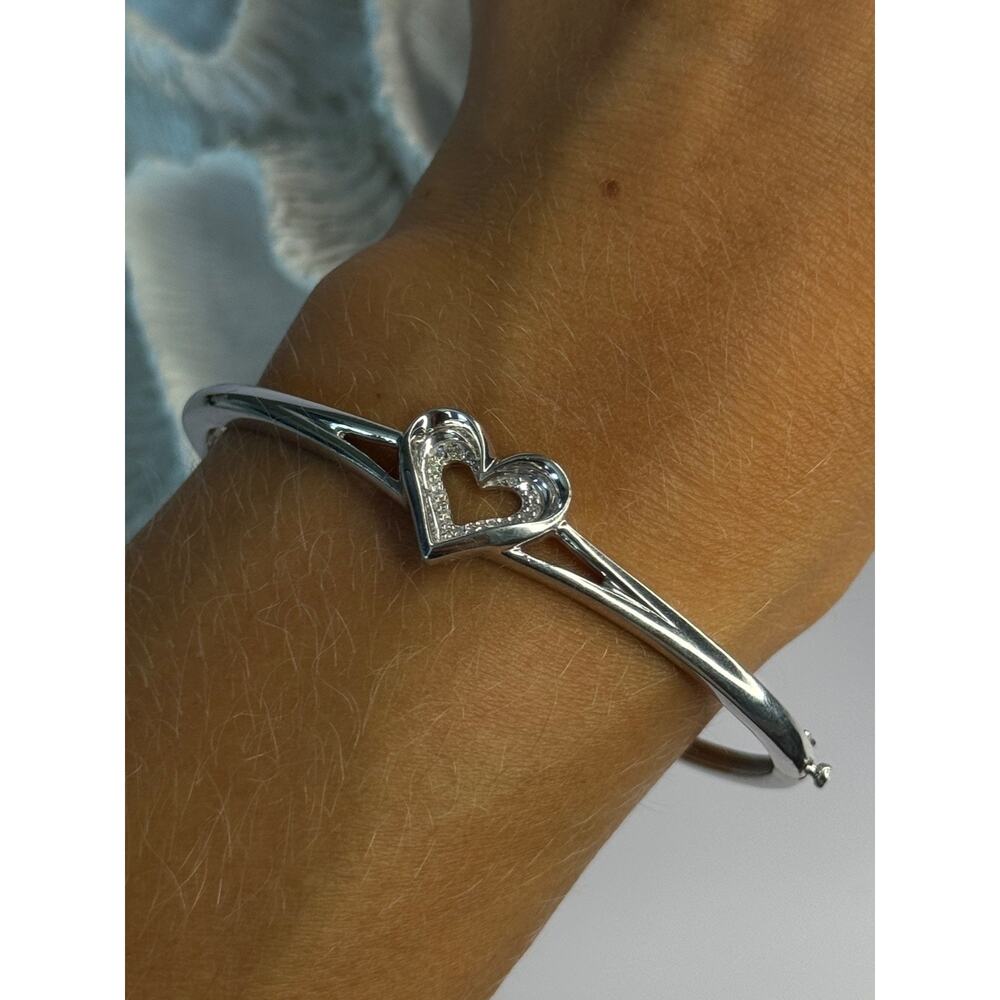 925 Sterling Silver NDI Diamond Heart Bracelet